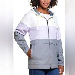Weatherproof Vintage Rain Hooded Slicker Jacket Color block M